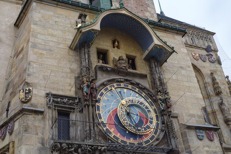 Prague, Czech Republic - 4 November 2025: Medieval astronomical clock dating back to 1410, the third...
