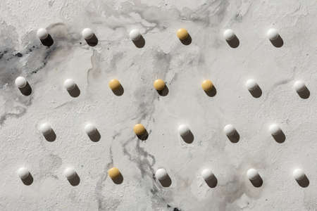Pattern of pills on the table. Marble surface. Medicines.の写真素材