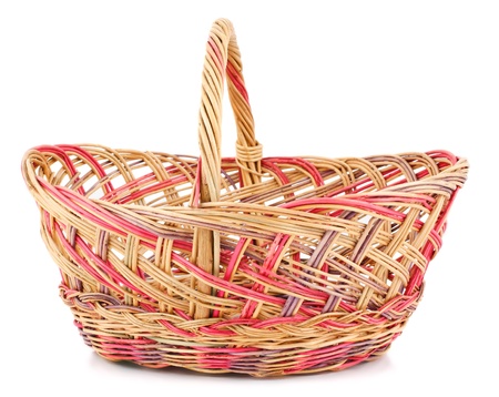 wicker basket on whiteの写真素材