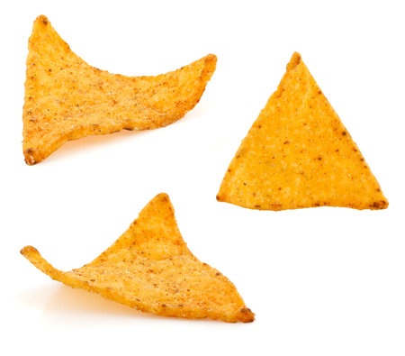 nachos chips isolated on white background 
