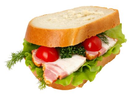 Sandwich with lettuce isolated on white backgroundの写真素材