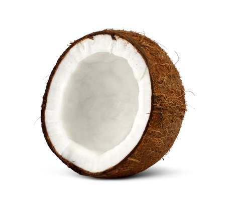 half of coconut isolated on white background の写真素材