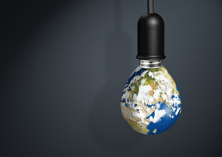 Earth lamp, Eco Energy Save Concept with copy-spaceの写真素材