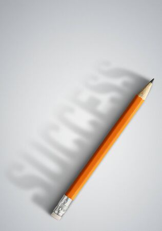 Business success creative concept, pencil with success shadow  and copy spaceの写真素材