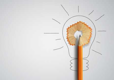 Idea, minimal concept. Pencil with shavings light bulb shape