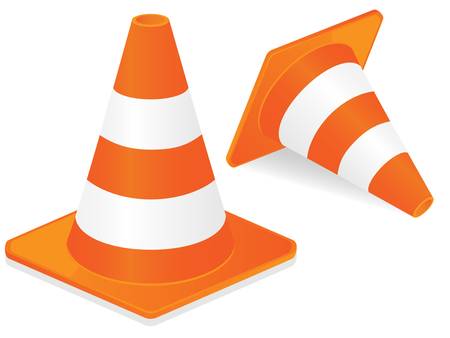 Orange highway traffic cone with white stripesのイラスト素材
