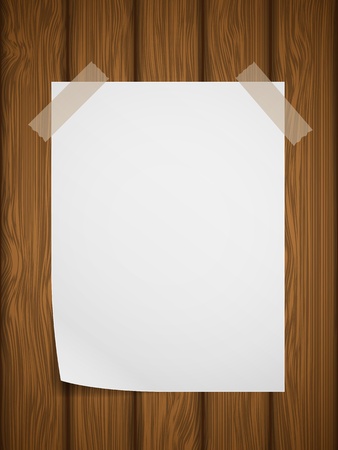 White paper on wooden background  illustration のイラスト素材