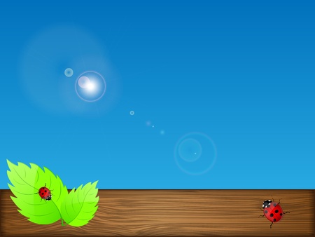 Background with green leaves and sky illustration のイラスト素材