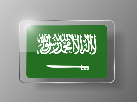 Saudi Arabia Flag Glossy Button. Vector illustration.のイラスト素材