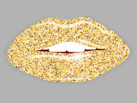 Open Mouth with gold lips.のイラスト素材