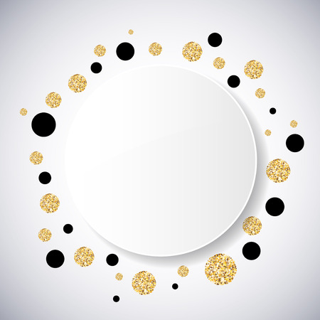 Background with black and gold glittering circles . Vector illustration.のイラスト素材