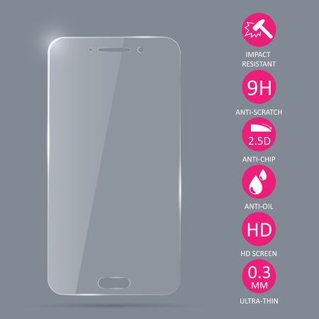 Glass screen protector for smartphone. Vector illustration.のイラスト素材