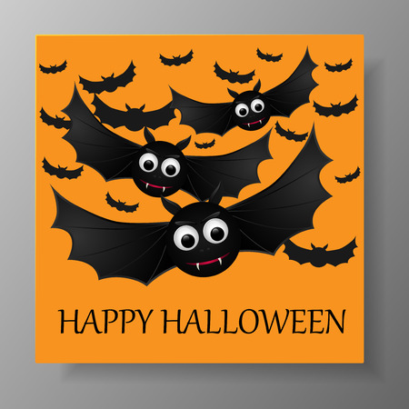 Halloween gift card with flying bats. Vector illustration.のイラスト素材