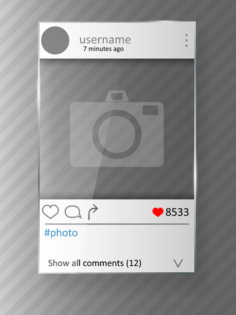 Social network post and photo frame. Glass design. Vector illustration.のイラスト素材