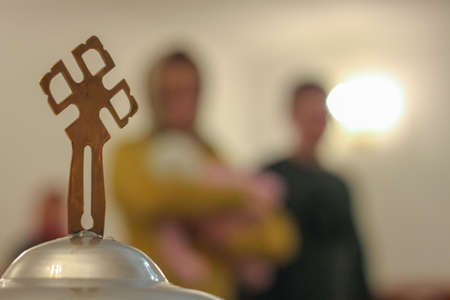 sacred cross on human baptismの写真素材