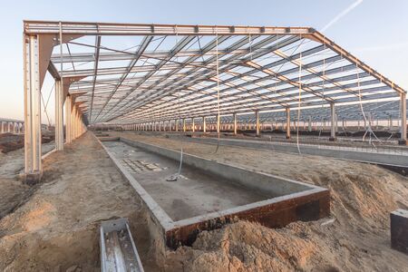 Construction of a cattle-breeding farmの写真素材