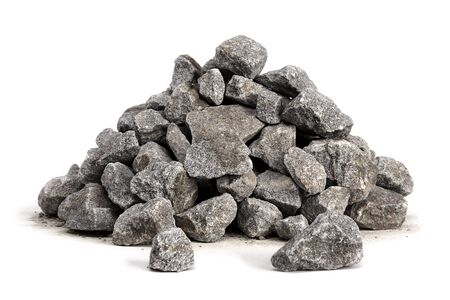 Gravel 20-40mm on white backgroundの写真素材