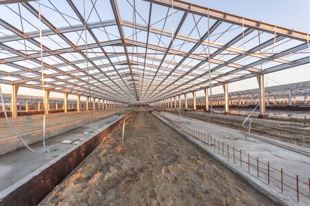 Construction of a cattle-breeding farmの写真素材