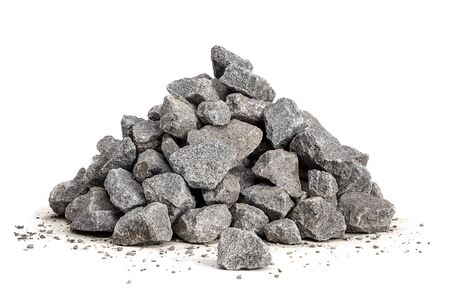 Gravel 20-40mm on white backgroundの写真素材