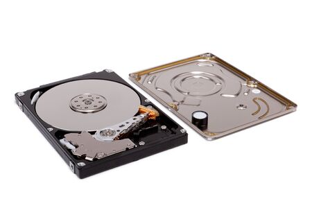 Disassembled hdd disk 2.5 "isolated on white backgroundの写真素材