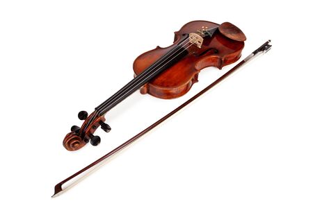 Violin isolated on white backgroundの写真素材