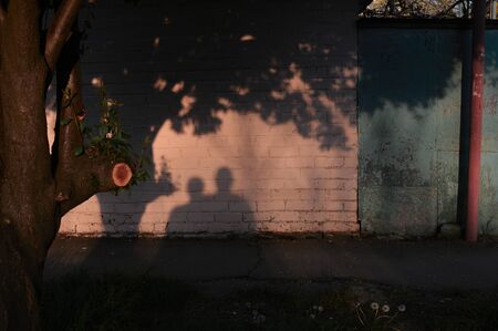 A fire hydrant on the side of a buildingの写真素材