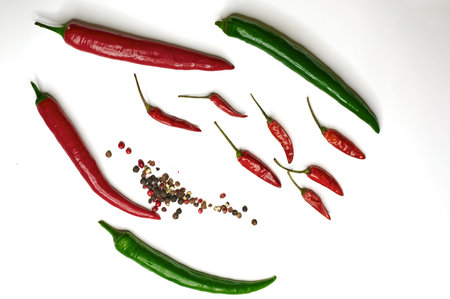 chilli hot pepper close-up top on a light background