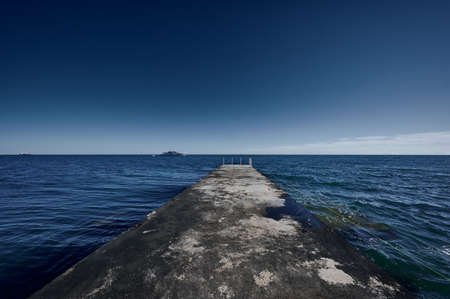 yacht near the black sea coast close-up during the day horizontal photoの写真素材