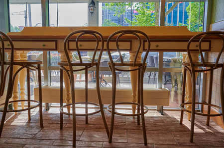 LUBO cafe confectionery interior inside chairs by the window May 18, 2021 Krasnaya street, 124B, Krasnodar, Russia horizontal photo during the dayのeditorial素材