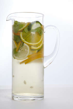 fresh with mint and a lemon in a glassの写真素材