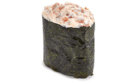 Spicy sushi with tuna on a whiteの写真素材