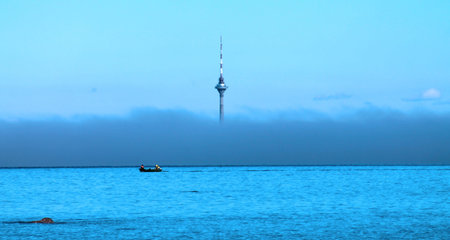 TV Tower in the fogの写真素材