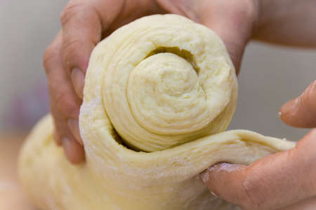 Making Puff Pastry. Dough ready before chilling. Eatの写真素材
