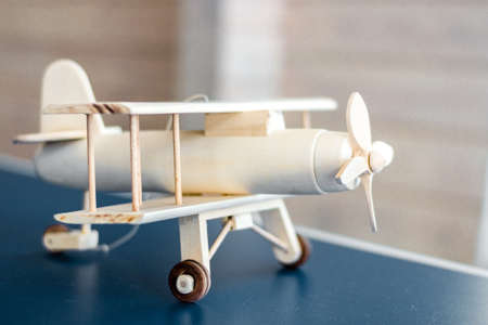 Vintage wooden airplane model. Retro style. Game modelの写真素材
