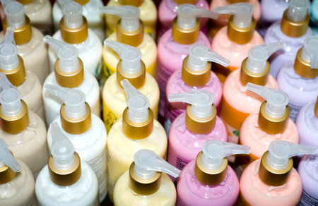 shelf full of cosmetic products
