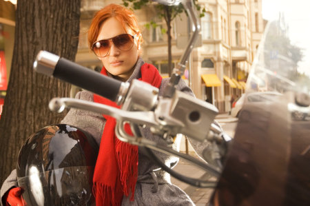 Beautiful woman on the motorcycle 