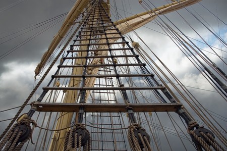 Mast of old sailing shipの写真素材