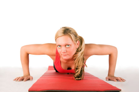 Beautiful blond women exercising 