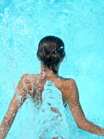 Girl relaxing having Hydromassageの写真素材