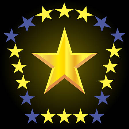 star surrounded by stars on a black backgroundのイラスト素材