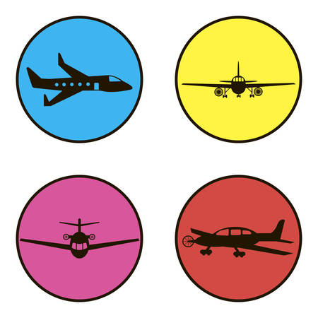 set of black icons 4 aircraft on a white backgroundのイラスト素材