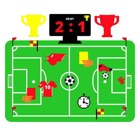 image of a green football field on a white backgroundのイラスト素材