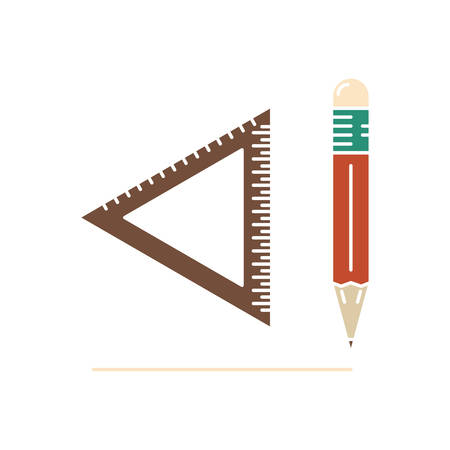 Ruler and pencil icon flat on white backgroundのイラスト素材