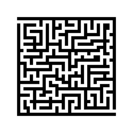 black square maze with entrance and exit on white backgroundのイラスト素材