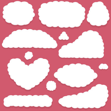 White fluffy clouds on a pink backgroundのイラスト素材