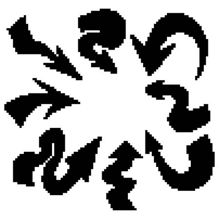 curved pixel arrows pointing to the center on white backgroundのイラスト素材