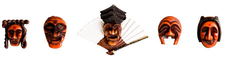 Traditional Korean Mask in a frame isolated on white backgroundの写真素材