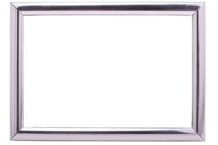 Empty metal picture frame isolated on white background