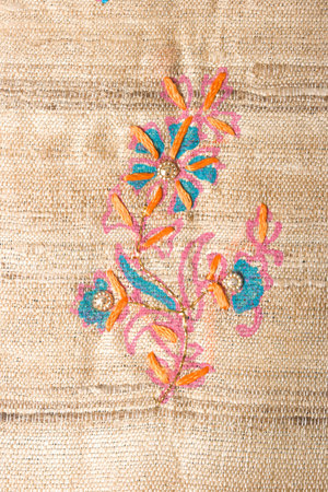 Flower pattern on raw silk