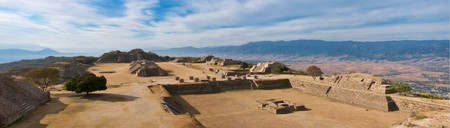 Panorama of sacred site Monte Alban in Mexicoの写真素材